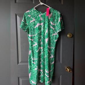 Lilly Pulitzer Green and Pink Leaf Dress